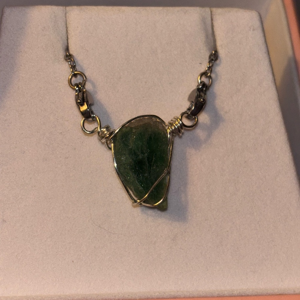 Tsavorite wire wrapped pendant